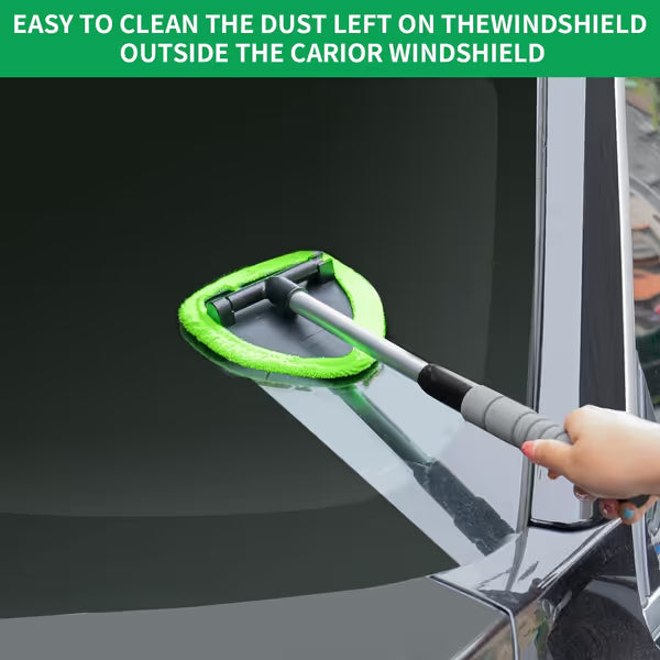 🔥 Windshield Cleaning Tool, Microfiber Car Window Cleaner with 4 Reusable and Washable Microfiber Pads and Extendable Handle