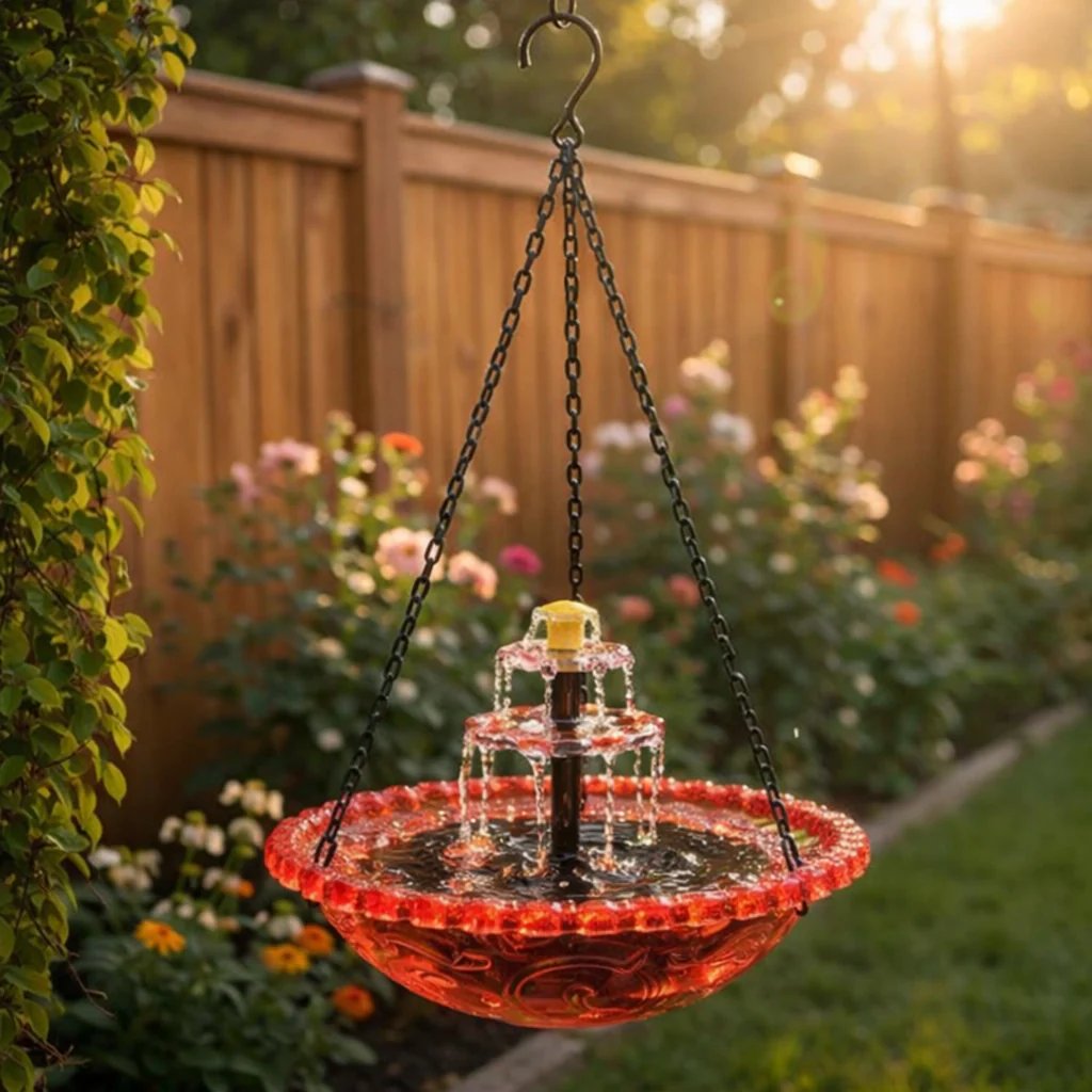 ⭐2026 USA Sale: Up to 50% OFF -☀Solar Cascade Hanging Bird Bath Fountain🎁Buy 2 Free Shipping