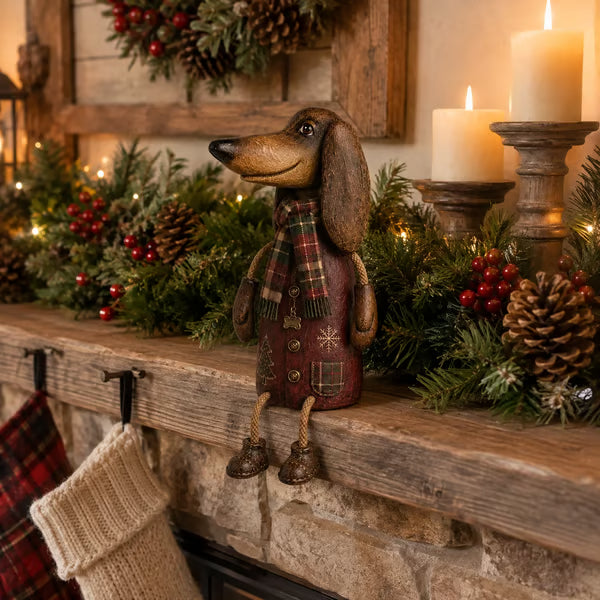 🐶🎄 Vintage Christmas Dachshund Shelf Sitter