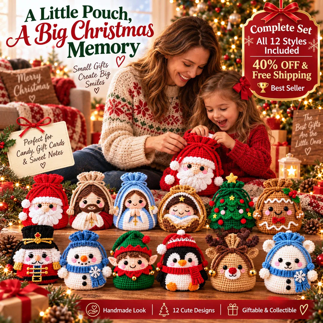 ⏰ Last Day 50 OFF% 🔥🎄 Christmas Crochet Character Gift Pouch – 12 Festive Designs ❤️