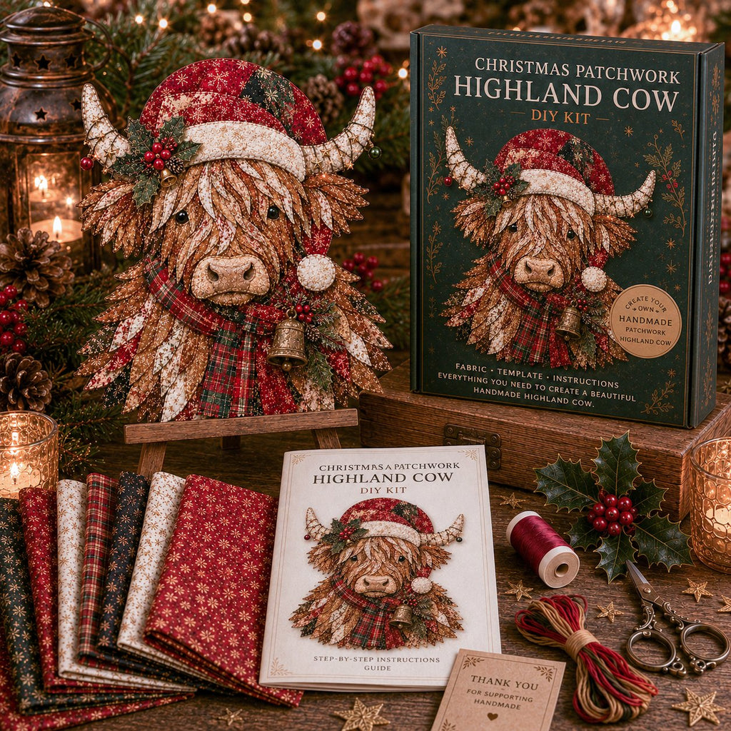 🧘Relaxing & Beginner-Friendly-🎅Christmas Patchwork Fabric DIY Decor Kit – Stunning Results, Zero Experience Needed