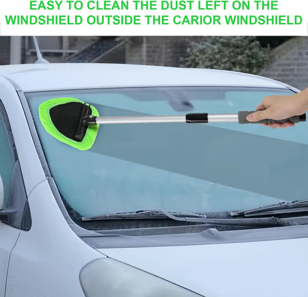 🔥 Windshield Cleaning Tool, Microfiber Car Window Cleaner with 4 Reusable and Washable Microfiber Pads and Extendable Handle