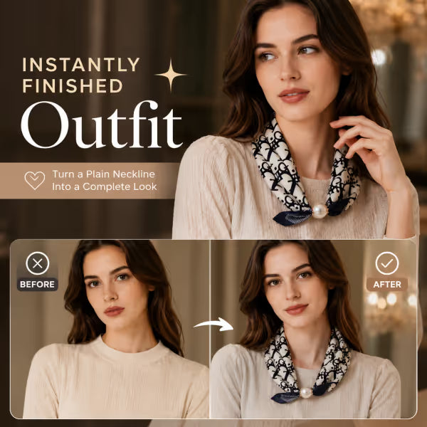 🔥2026 TOP SALE ✨ Effortless Glamour: Pop-On Pearl Necklace Scarf 🧣