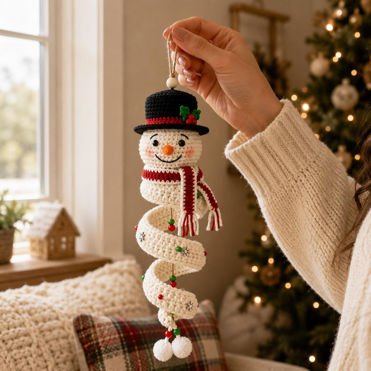 Crochet Snowman Spiral Oranment DIY Kit