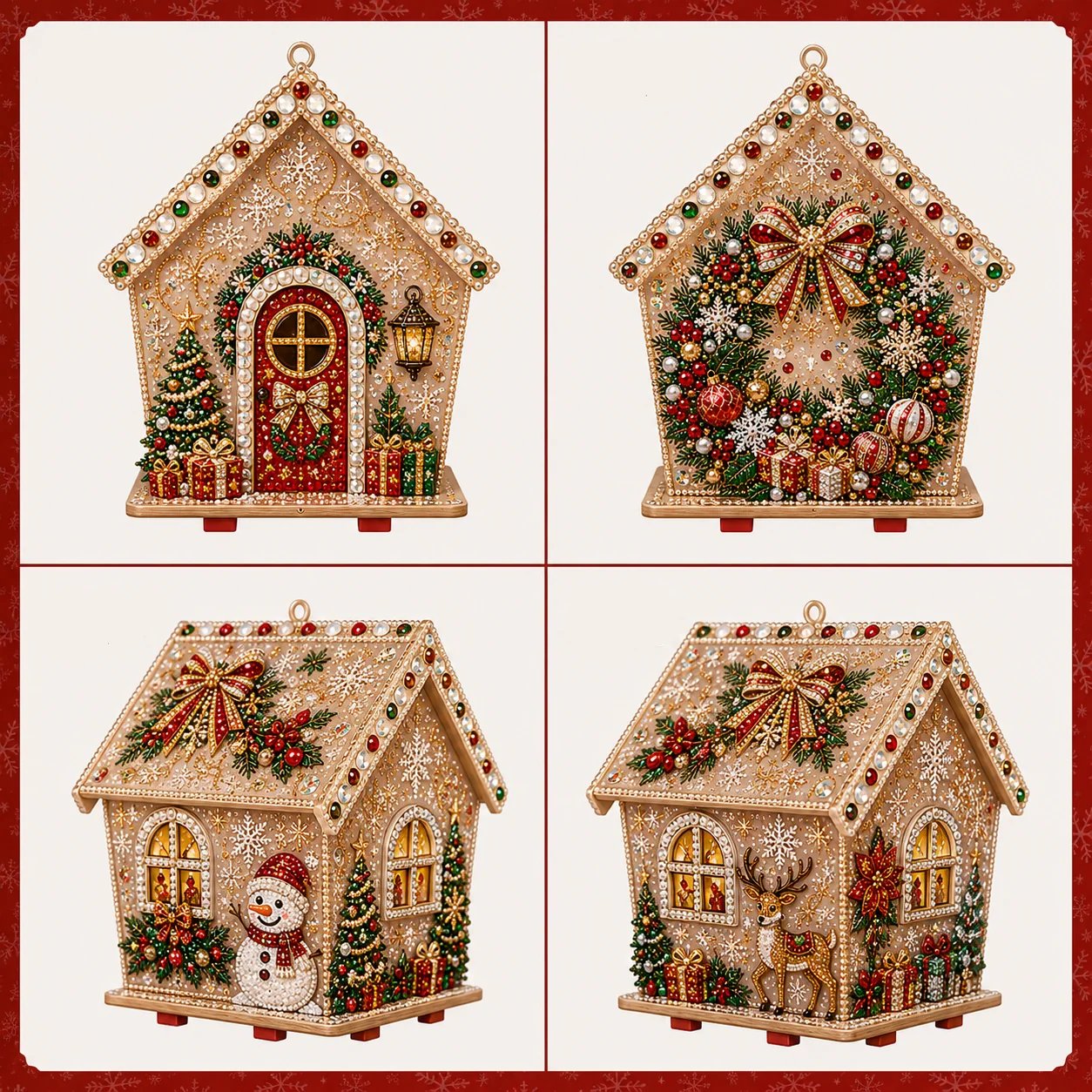 🧩Beginner-Friendly Diamond Painting Assembly-🔥3D Wooden House Rhinestone Diamond Art DIY Kit - Christmas Collection