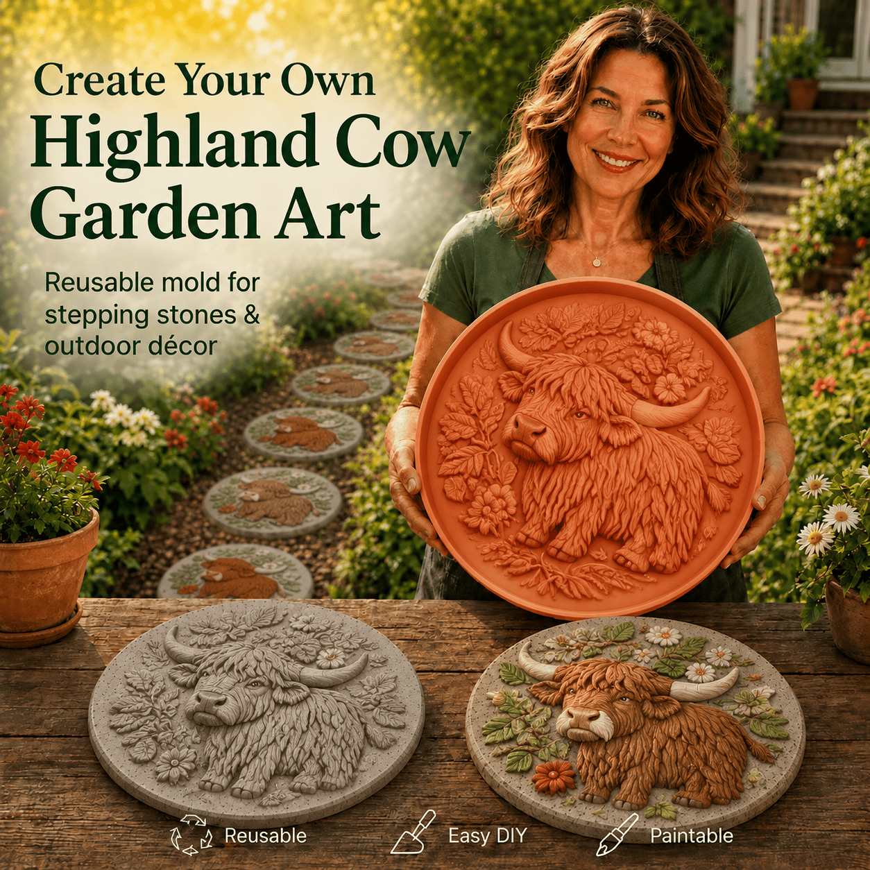 🐦Hummingbird Garden Art Stepping Stone Mold-🎨 No special skills needed—create durable garden art with your own hands in just a few simple steps.