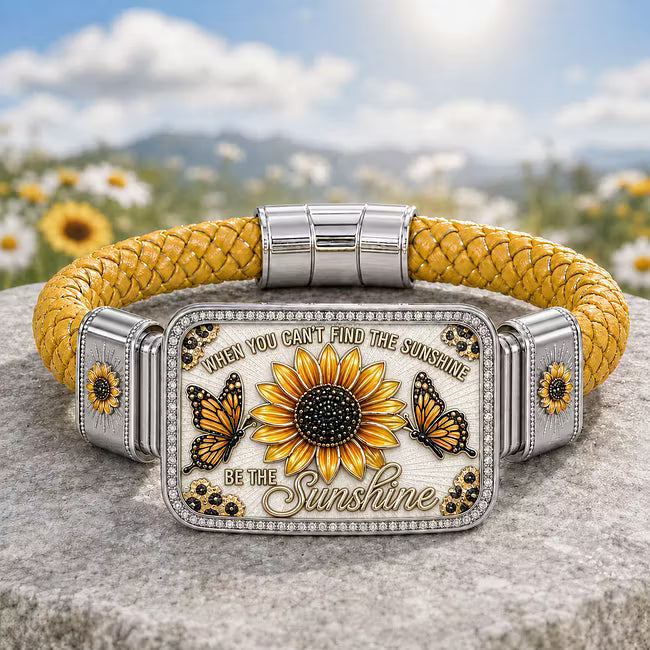 ⭐2026 USA Sale: Up to 50% OFF -🌻Sunflower & Butterfly “Be the Sunshine” Inspirational Braided Bracelet –