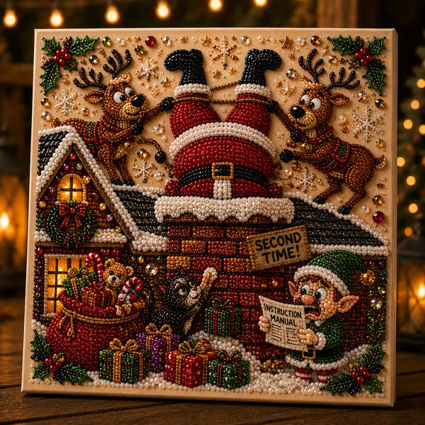 🧘 Relaxing & Beginner-Friendly 🎄 Premium 3D Pearl Christmas Art Kit – Luxury Flocked Canvas with Scratch-Resistant, Fade-Resistant Pearl Coating