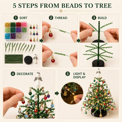🎄DIY Beaded Christmas Tree Kit - Handmade Tabletop Holiday Decoration