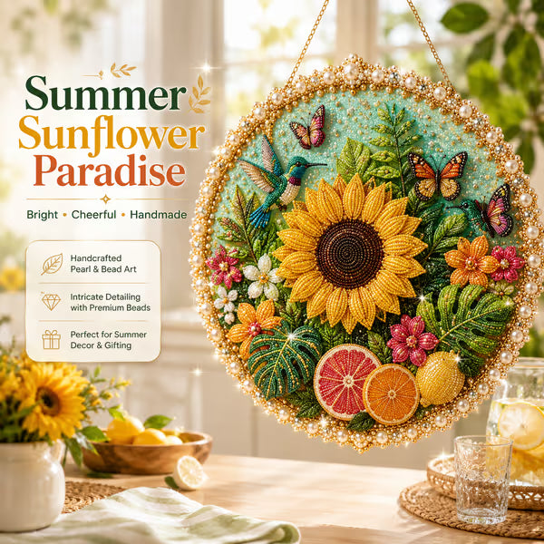 🌸🌻🍂🎄✨ Four Seasons & Holiday Pearl Art Hanging Wreath Kit | Luxury Flocked Canvas with Scratch-Resistant Non-Fading Pearl Beads DIY Handmade Seasonal Decor 💎