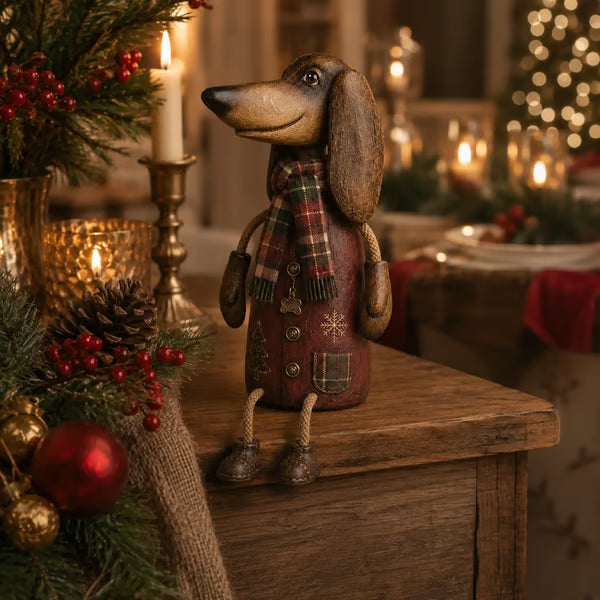 🐶🎄 Vintage Christmas Dachshund Shelf Sitter