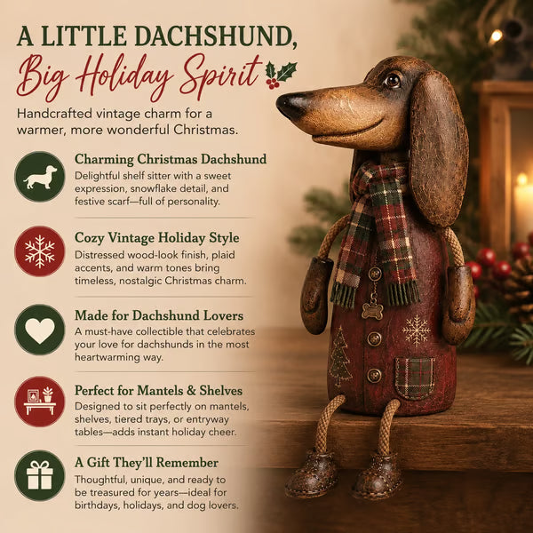 🐶🎄 Vintage Christmas Dachshund Shelf Sitter