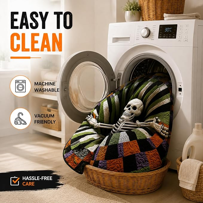 🎃2026 Halloween Sale - 3D Skeleton Vortex Quilted Round Halloween Rug