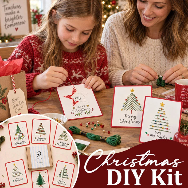 🎄🧵 Christmas String Art Greeting Card DIY Kit – 6-Piece Stitching Set
