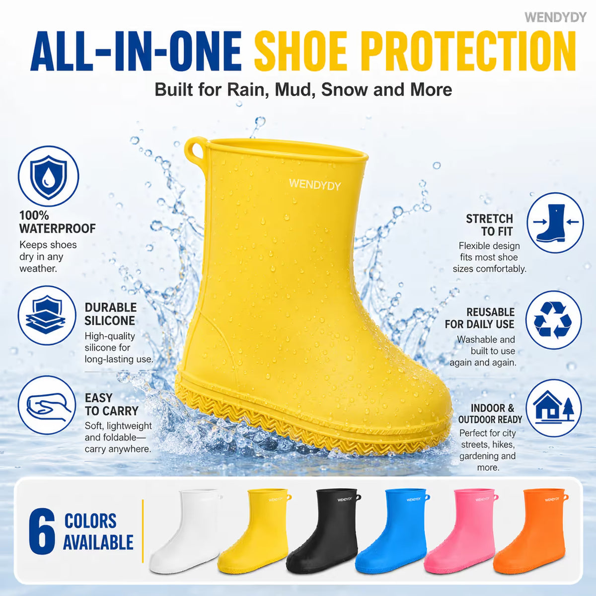 🌧️Stop Soaked Sneakers! Heavy-Duty Rain Shoe Covers – Anti-Slip & Fold Into Your Bag