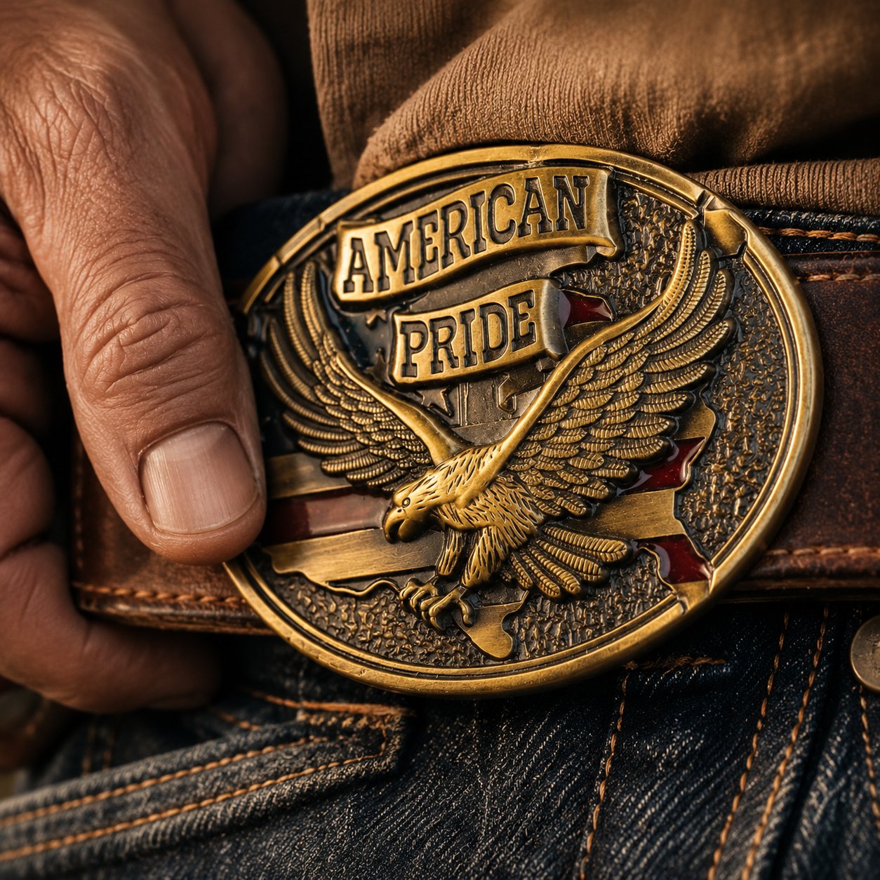 usVeteran-Crafted Patriotic Belt Buckle - 🦅Fits Standard 1.5" Belts