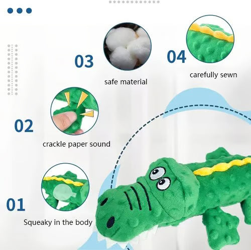 Squeaky Crocodile Plush Dog Toy for Aggressive Chewers