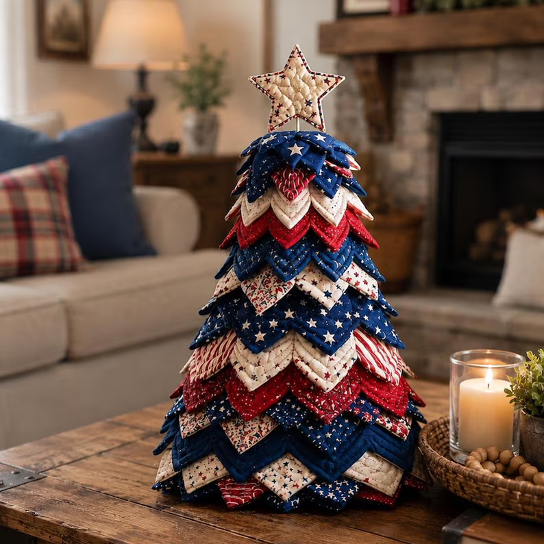 🧘Relaxing & Beginner-Friendly-🎄Americana Christmas Tree Quilt Kit
