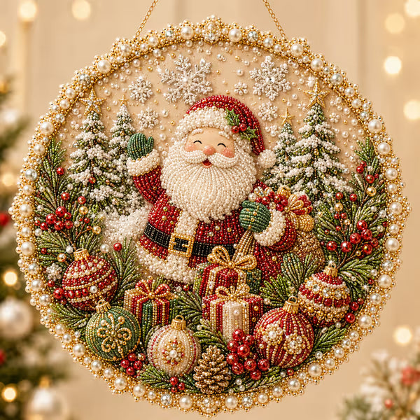 🌸🌻🍂🎄✨ Four Seasons & Holiday Pearl Art Hanging Wreath Kit | Luxury Flocked Canvas with Scratch-Resistant Non-Fading Pearl Beads DIY Handmade Seasonal Decor 💎