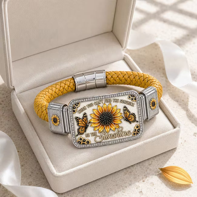 ⭐2026 USA Sale: Up to 50% OFF -🌻Sunflower & Butterfly “Be the Sunshine” Inspirational Braided Bracelet –