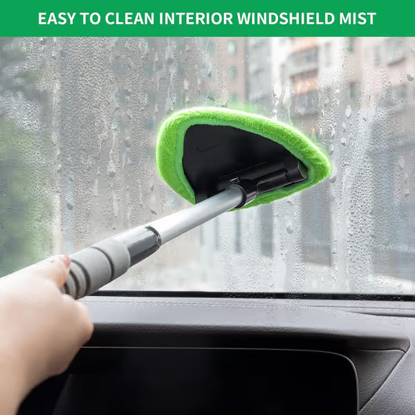 🔥 Windshield Cleaning Tool, Microfiber Car Window Cleaner with 4 Reusable and Washable Microfiber Pads and Extendable Handle