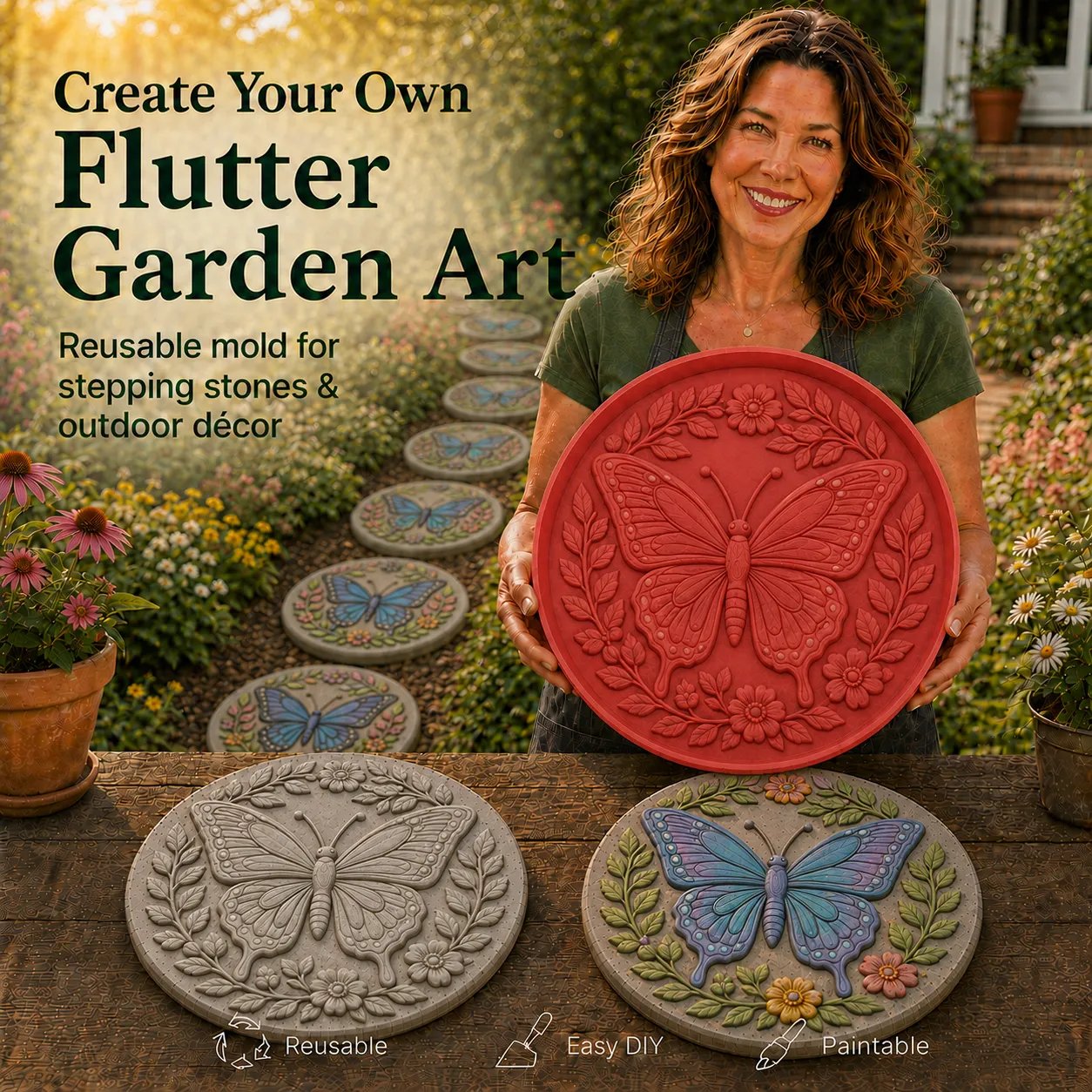 🐦Hummingbird Garden Art Stepping Stone Mold-🎨 No special skills needed—create durable garden art with your own hands in just a few simple steps.