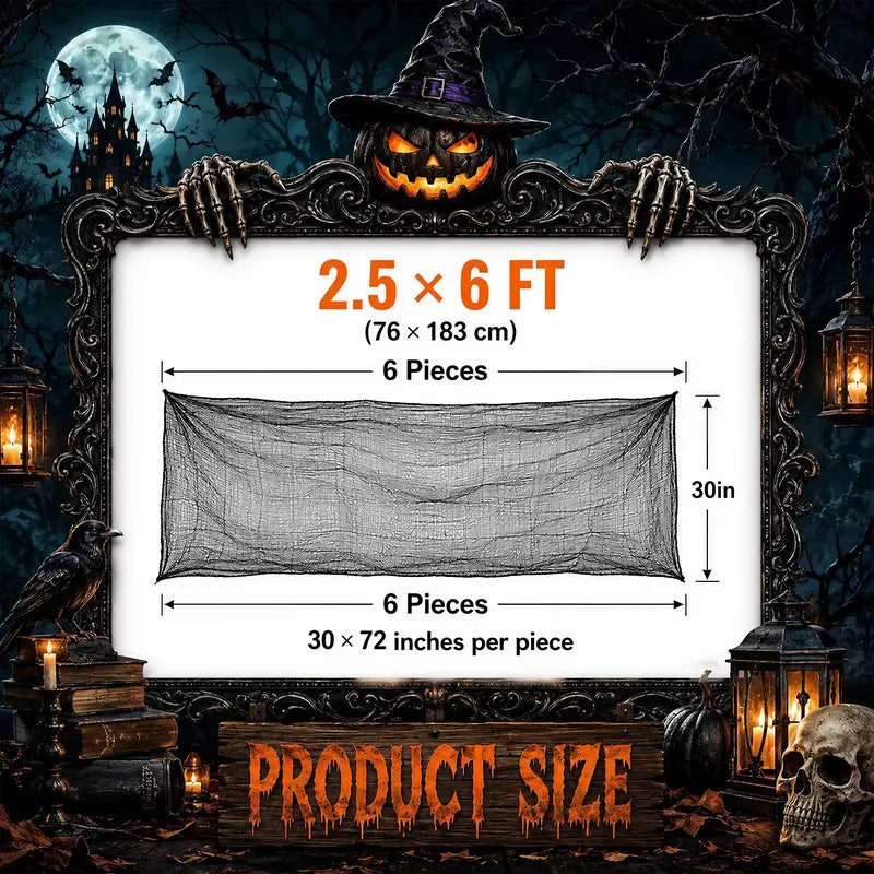 🎃 Haunted Halloween Gauze Drapes – Spooky Web-Like Fabric for Doorways, Hallways & Party Decor