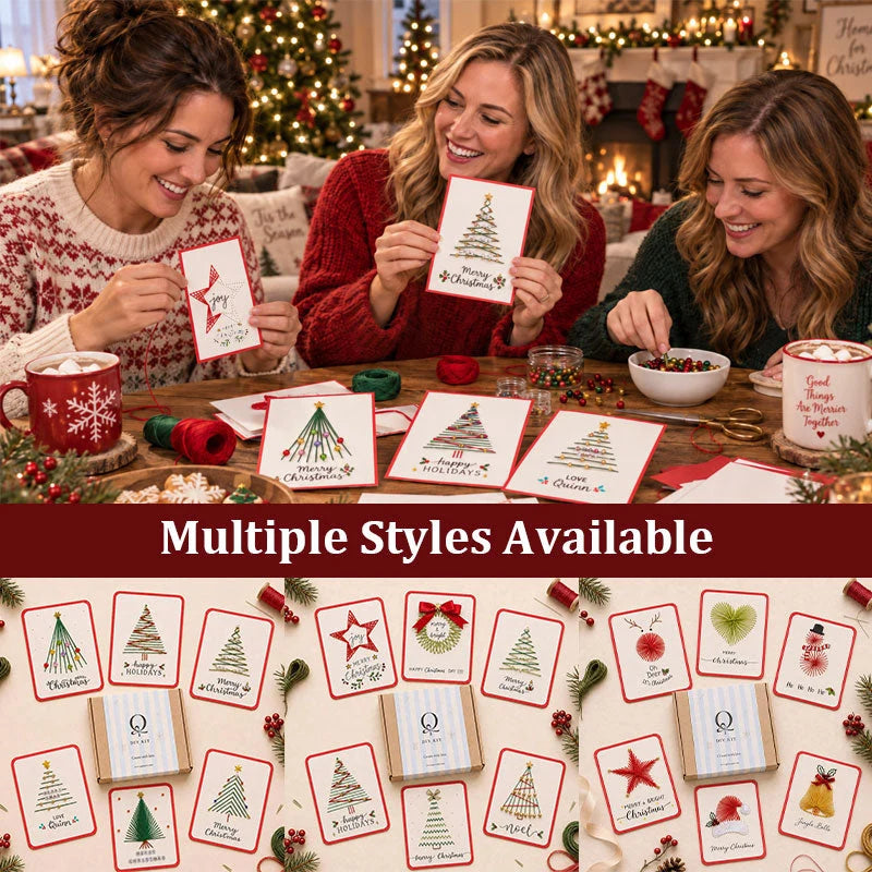 🎄🧵 Christmas String Art Greeting Card DIY Kit – 6-Piece Stitching Set