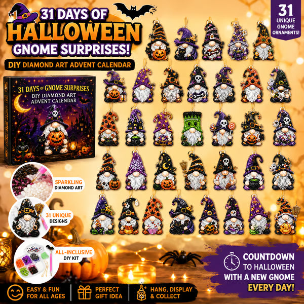 🧘Relaxing & Beginner-Friendly🎃31-Day Gnome Diamond Art Advent Calendar – 💎Create a New Sparkling Surprise Every Day