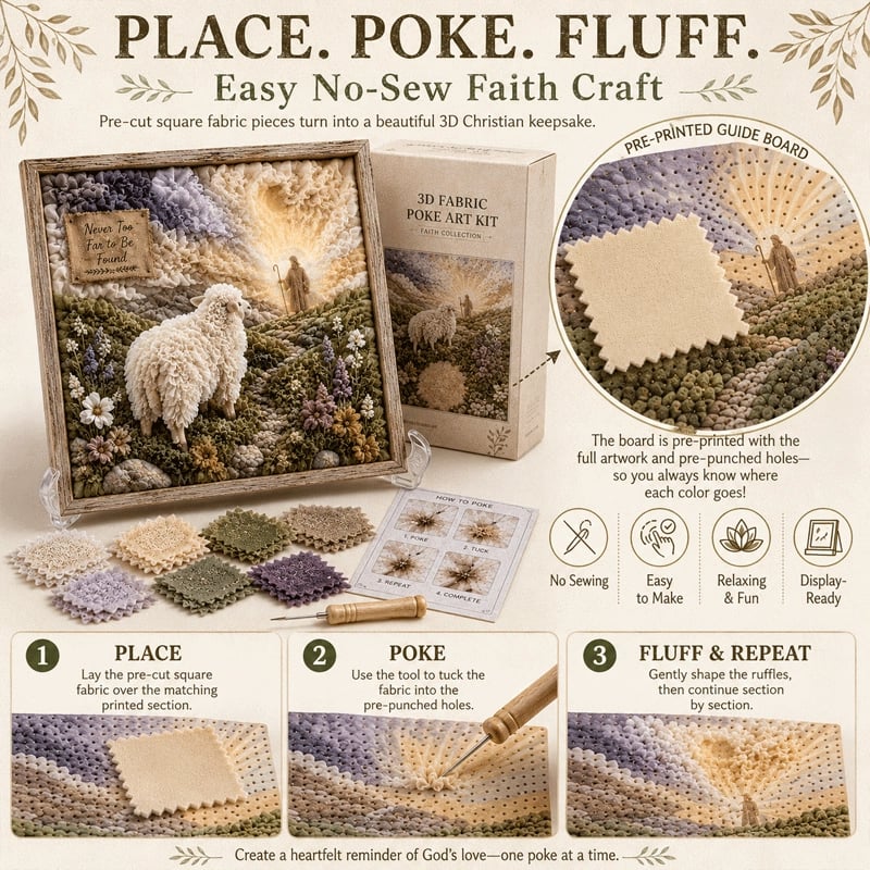 🧘Relaxing & Beginner-Friendly-✝️3D Christian Fabric Poke Art Kit(📦Buy 2 Free Shipping)