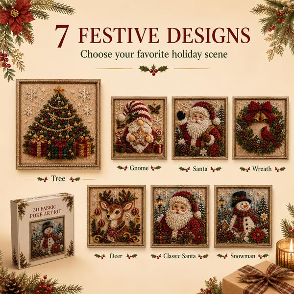 🎅3D Christmas Punch Needle Kit | No-Sew Holiday DIY Craft🧵