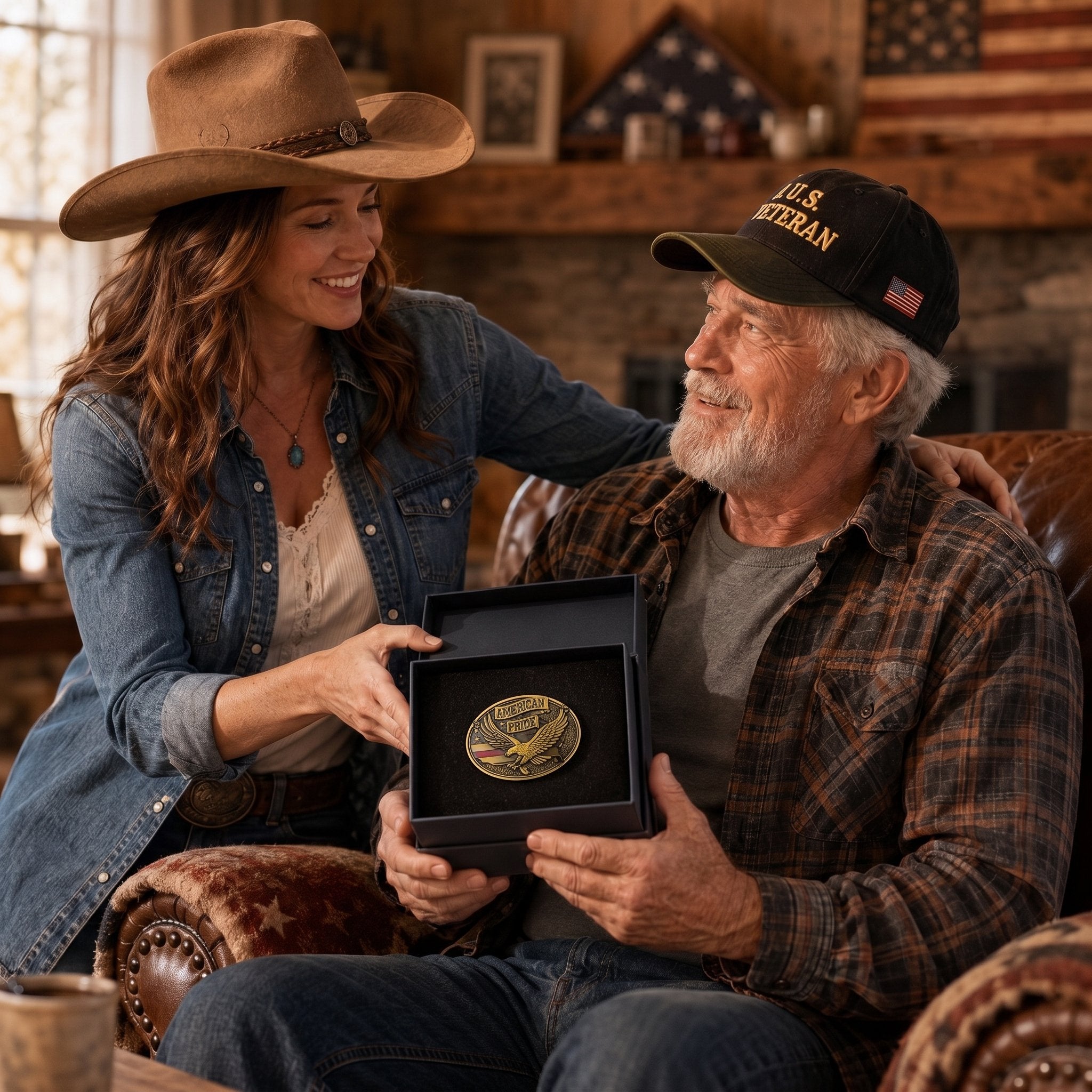 usVeteran-Crafted Patriotic Belt Buckle - 🦅Fits Standard 1.5" Belts
