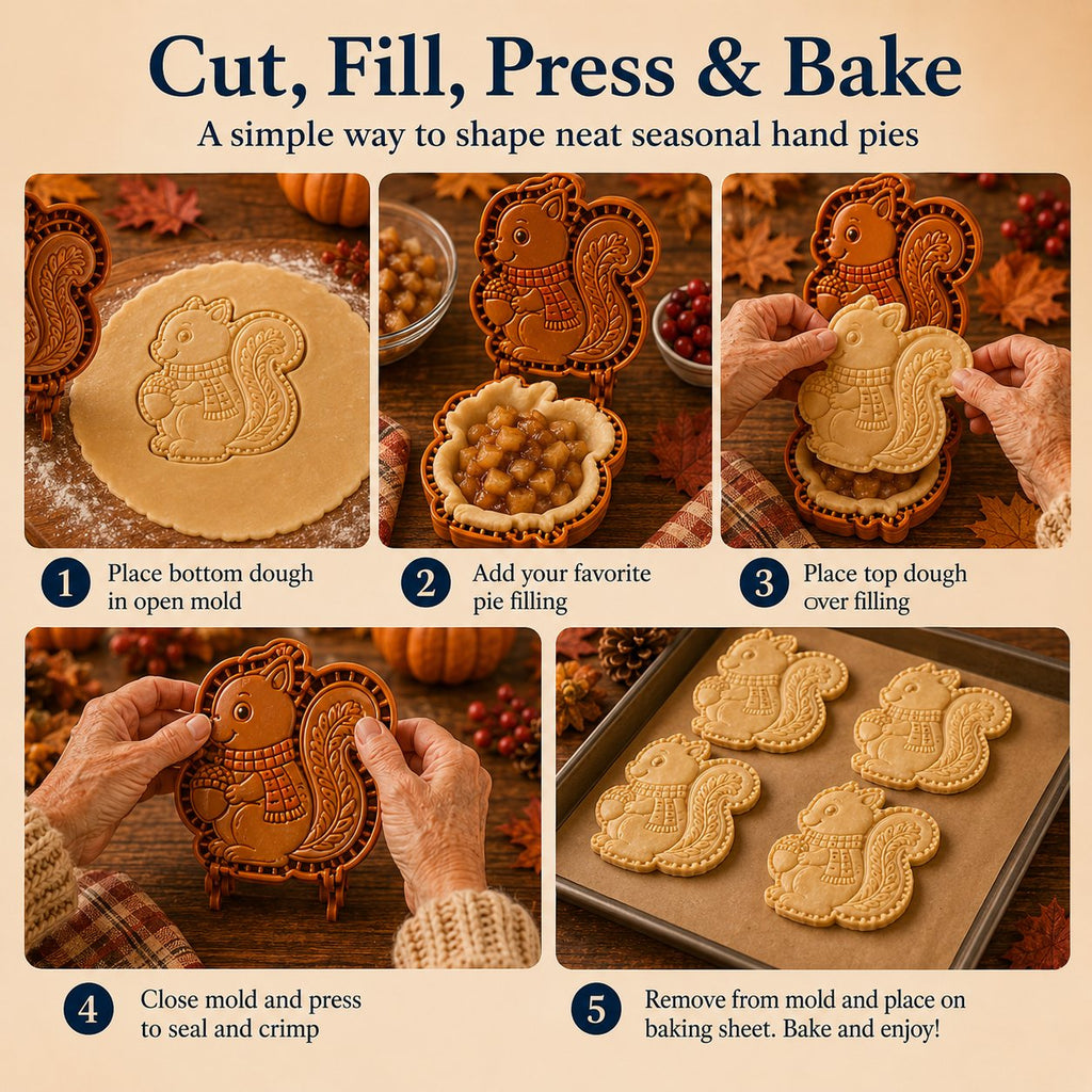 🍂 8-Design Fall Mini Pie Mold Collection | Reusable Embossed Molds for Shaping Detailed Owl, Fox, Turkey, Pumpkin, Acorn & More 🥧✨
