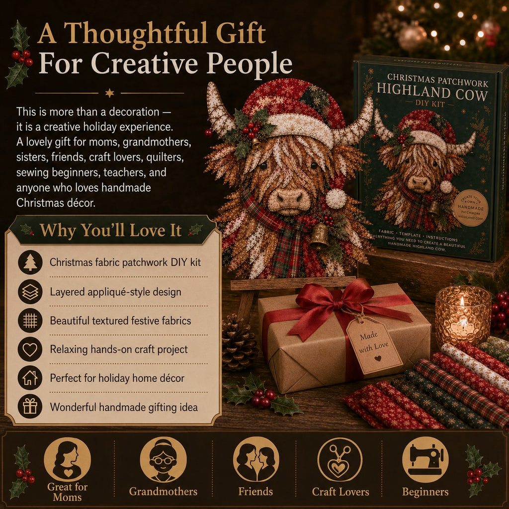🧘Relaxing & Beginner-Friendly-🎅Christmas Patchwork Fabric DIY Decor Kit – Stunning Results, Zero Experience Needed