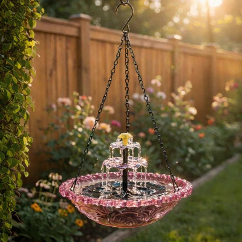 ⭐2026 USA Sale: Up to 50% OFF -☀Solar Cascade Hanging Bird Bath Fountain🎁Buy 2 Free Shipping