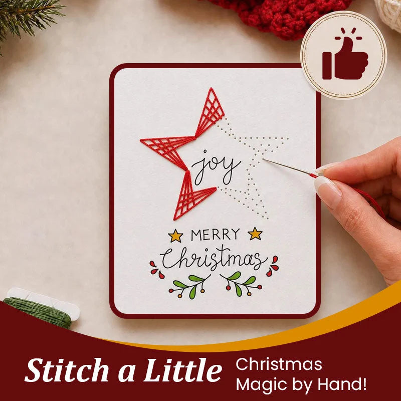 🎄🧵 Christmas String Art Greeting Card DIY Kit – 6-Piece Stitching Set