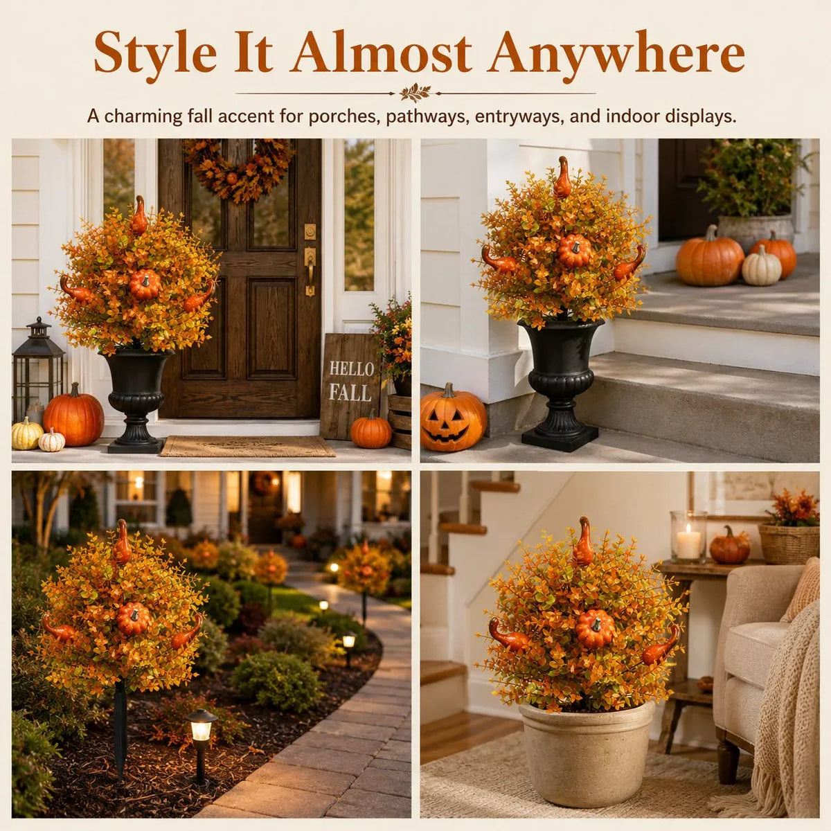 💥Limited stock for current seasonal styles 60% OFF-🍂Artificial Fall Pumpkin Tree Stakes– 🧡Full, Lush & Fade-Resistant