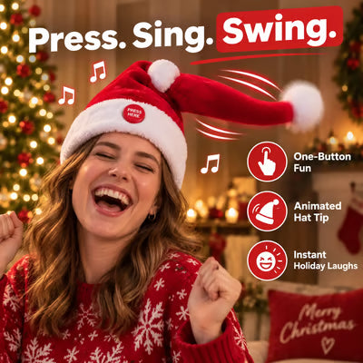🎅 🤣 Singing & Dancing Santa Hat — Animated Christmas Party Hat(📦Buy 2 Get Free Shipping)