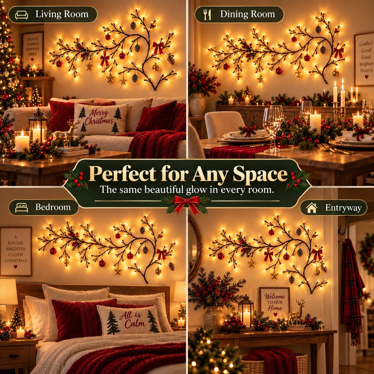 ✨ Flexible LED Branch Lights | Remote-Controlled Holiday Wall Decor(📦Buy 2 Free Shipping)