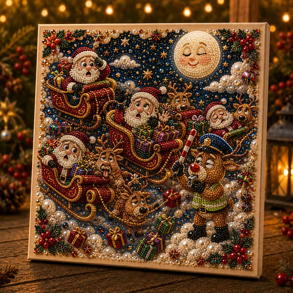 🧘 Relaxing & Beginner-Friendly 🎄 Premium 3D Pearl Christmas Art Kit – Luxury Flocked Canvas with Scratch-Resistant, Fade-Resistant Pearl Coating