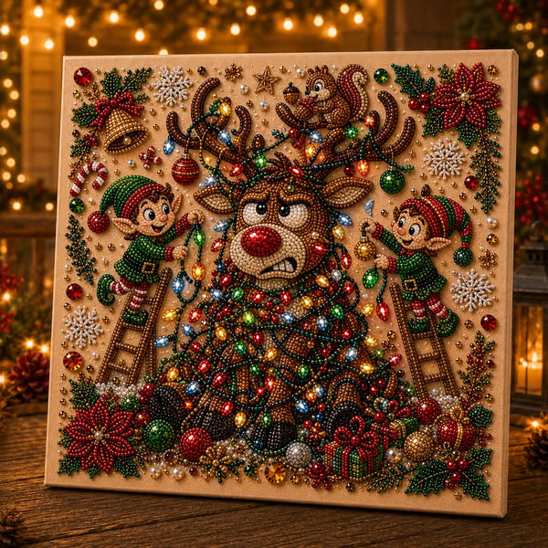 🧘 Relaxing & Beginner-Friendly 🎄 Premium 3D Pearl Christmas Art Kit – Luxury Flocked Canvas with Scratch-Resistant, Fade-Resistant Pearl Coating