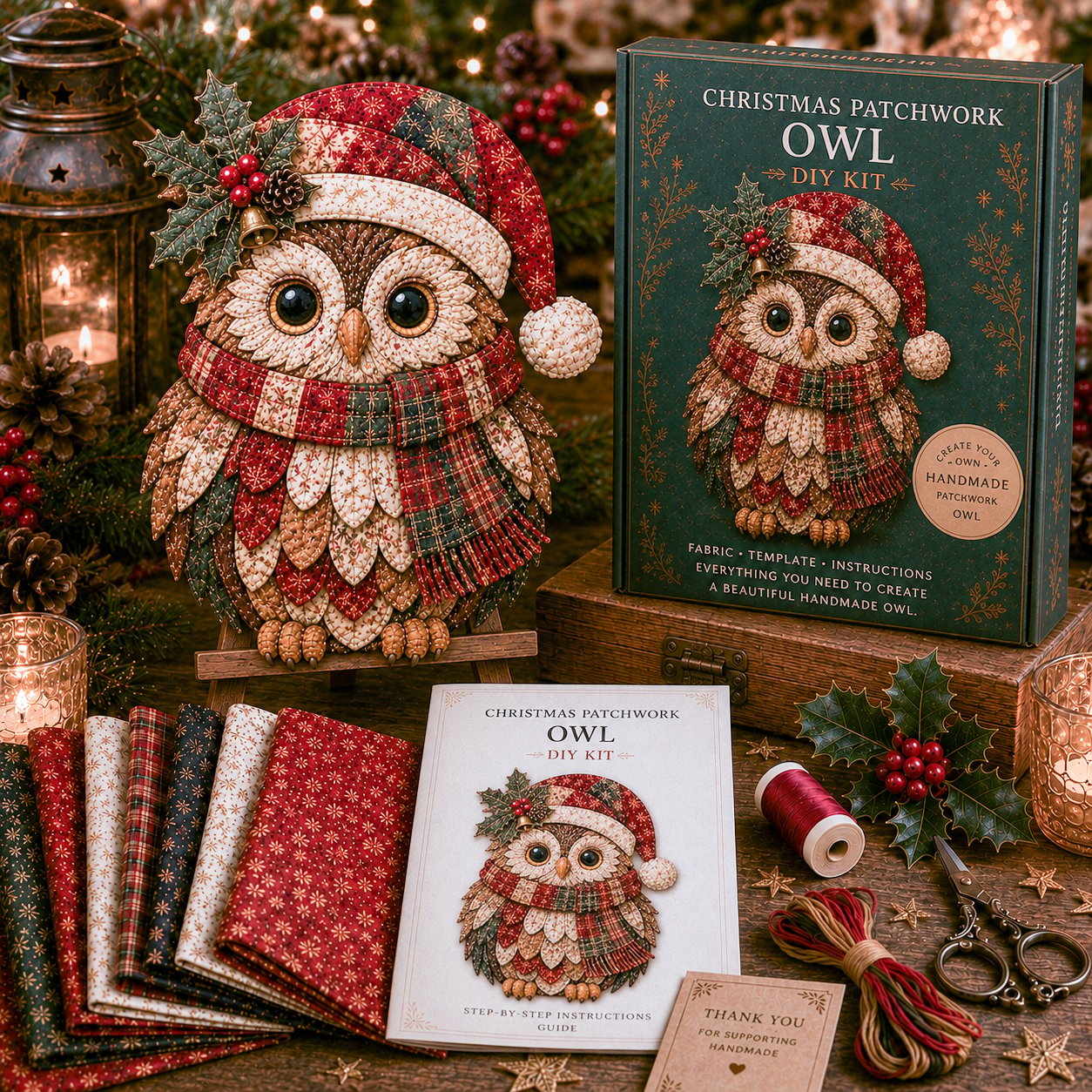 🧘Relaxing & Beginner-Friendly-🎅Christmas Patchwork Fabric DIY Decor Kit – Stunning Results, Zero Experience Needed