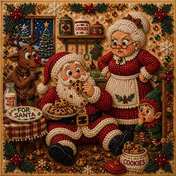 🧘 Relaxing & Beginner-Friendly 🎄 Premium 3D Pearl Christmas Art Kit – Luxury Flocked Canvas with Scratch-Resistant, Fade-Resistant Pearl Coating