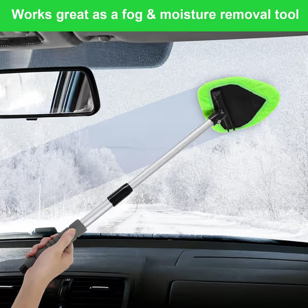 🔥 Windshield Cleaning Tool, Microfiber Car Window Cleaner with 4 Reusable and Washable Microfiber Pads and Extendable Handle