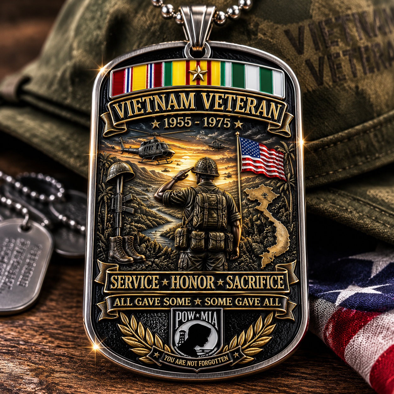 🏆Honor Their Sacrifice — Memorial Day Sale🎖️Vietnam Veteran All Gave Some Some Gave All Tribute Dog Tag Necklace