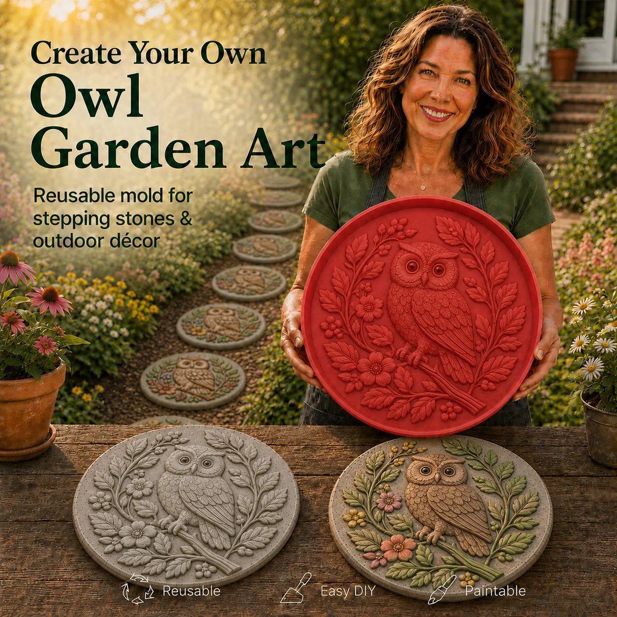🐦Hummingbird Garden Art Stepping Stone Mold-🎨 No special skills needed—create durable garden art with your own hands in just a few simple steps.