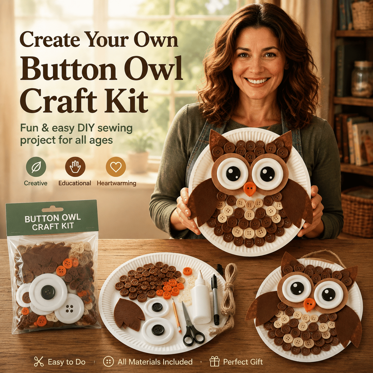 🧘Relaxing & Beginner-Friendly-✨DIY Animal Button Craft Kits