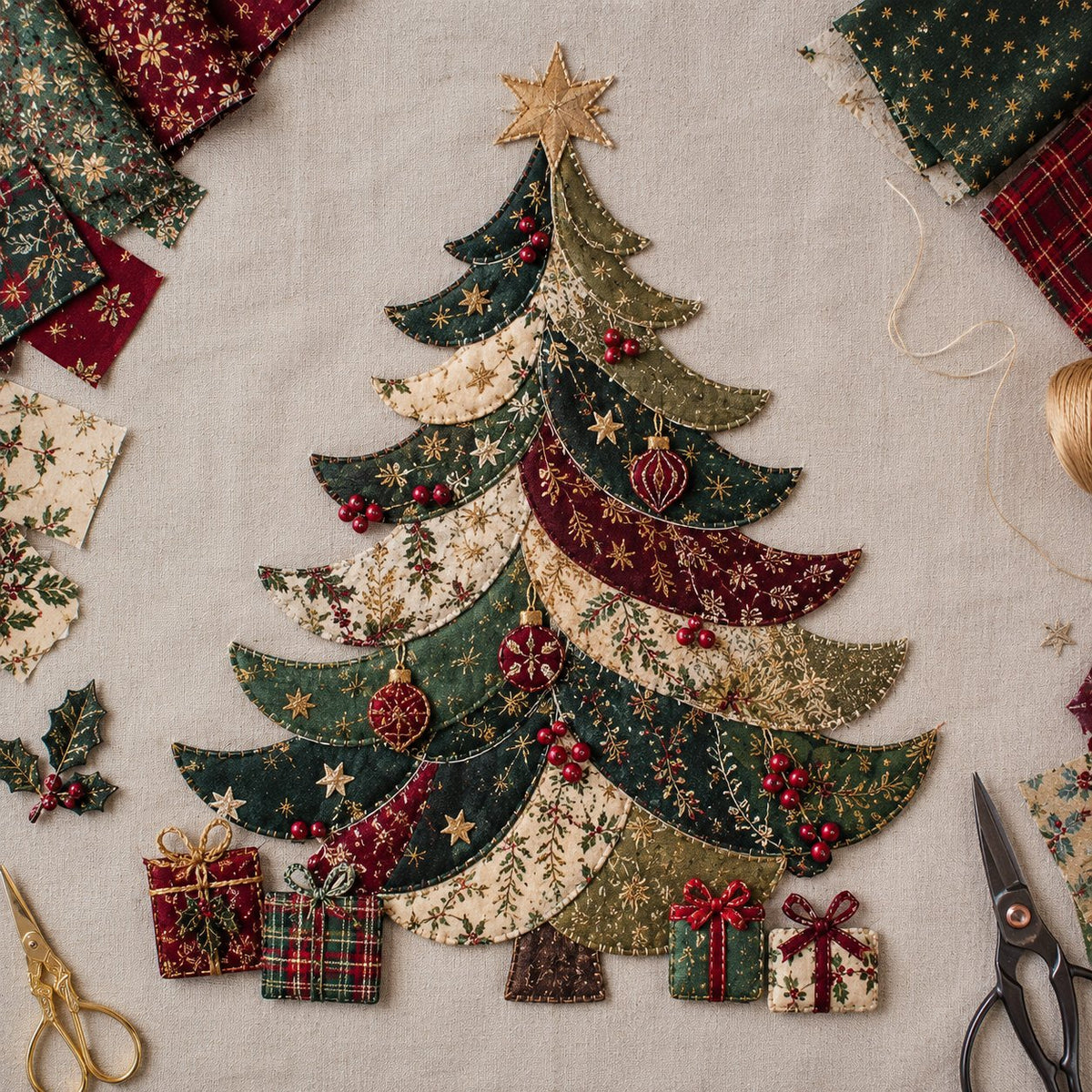 🧘Relaxing & Beginner-Friendly-🎅Christmas Patchwork Fabric DIY Decor Kit – Stunning Results, Zero Experience Needed