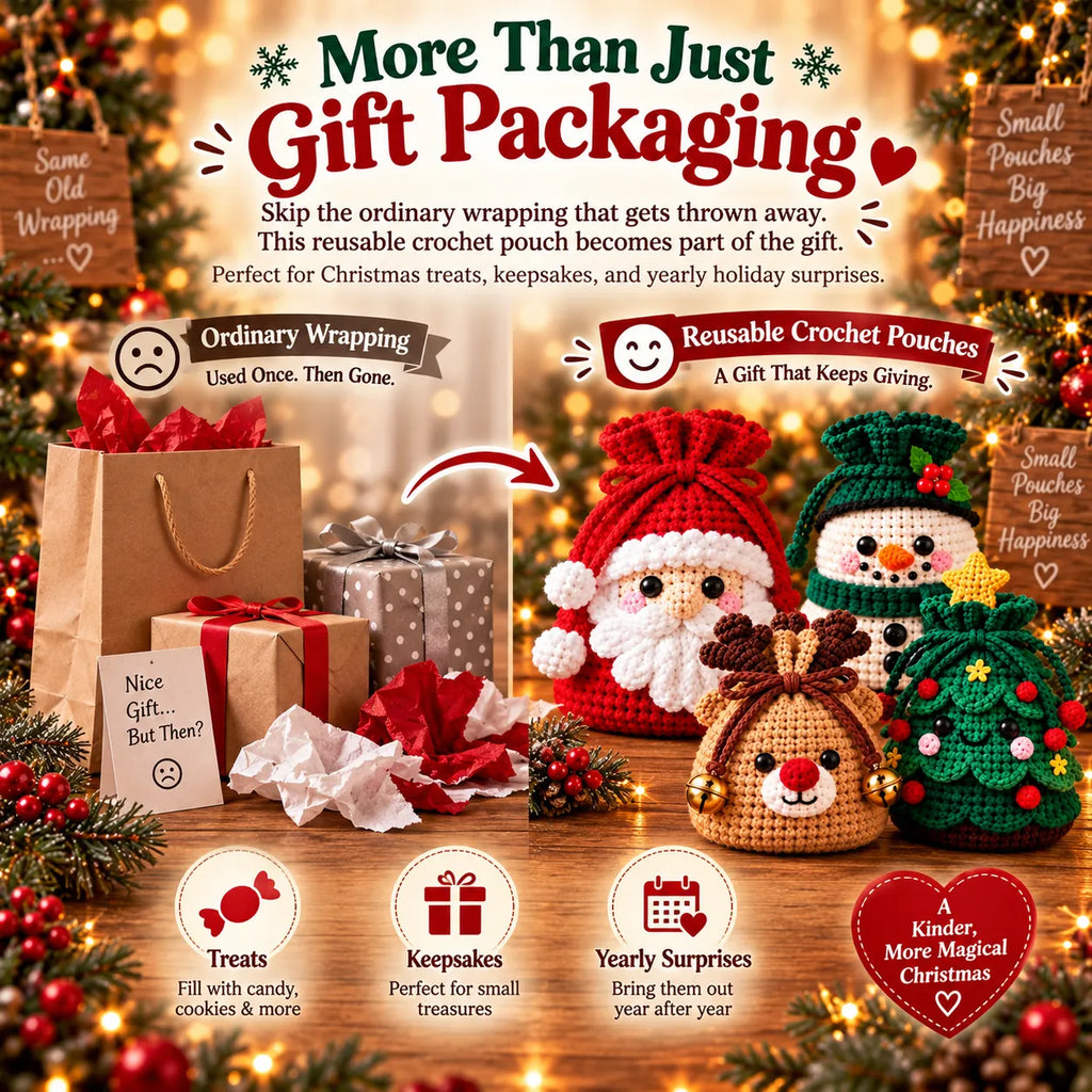 ⏰ Last Day 50 OFF% 🔥🎄 Christmas Crochet Character Gift Pouch – 12 Festive Designs ❤️