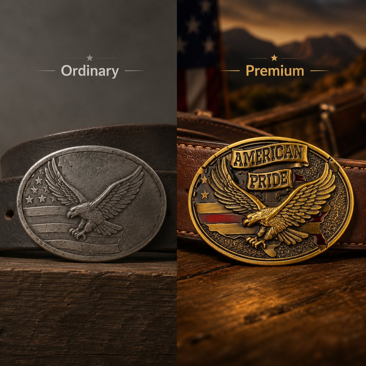 usVeteran-Crafted Patriotic Belt Buckle - 🦅Fits Standard 1.5" Belts